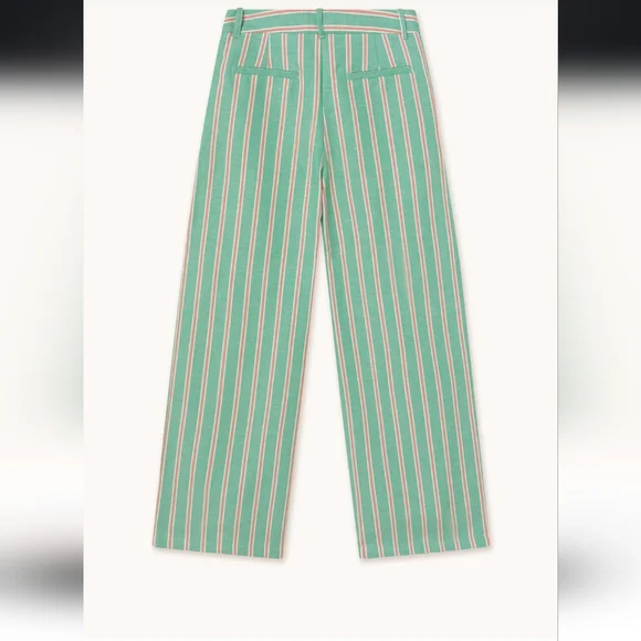 Striped Green Wide-Leg Pants - Picture 3 of 6